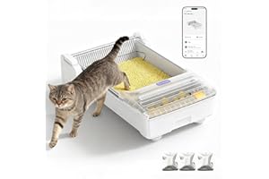 EZSKUUP Robotail Fully-Open Automatic Self Cleaning Litter Box, Extra Large Space Electric Cat Litter Box with APP Control Health Monitor, Smart Litter Tray for Multiple Cats, Anti-Pinch Design, Odor Control
