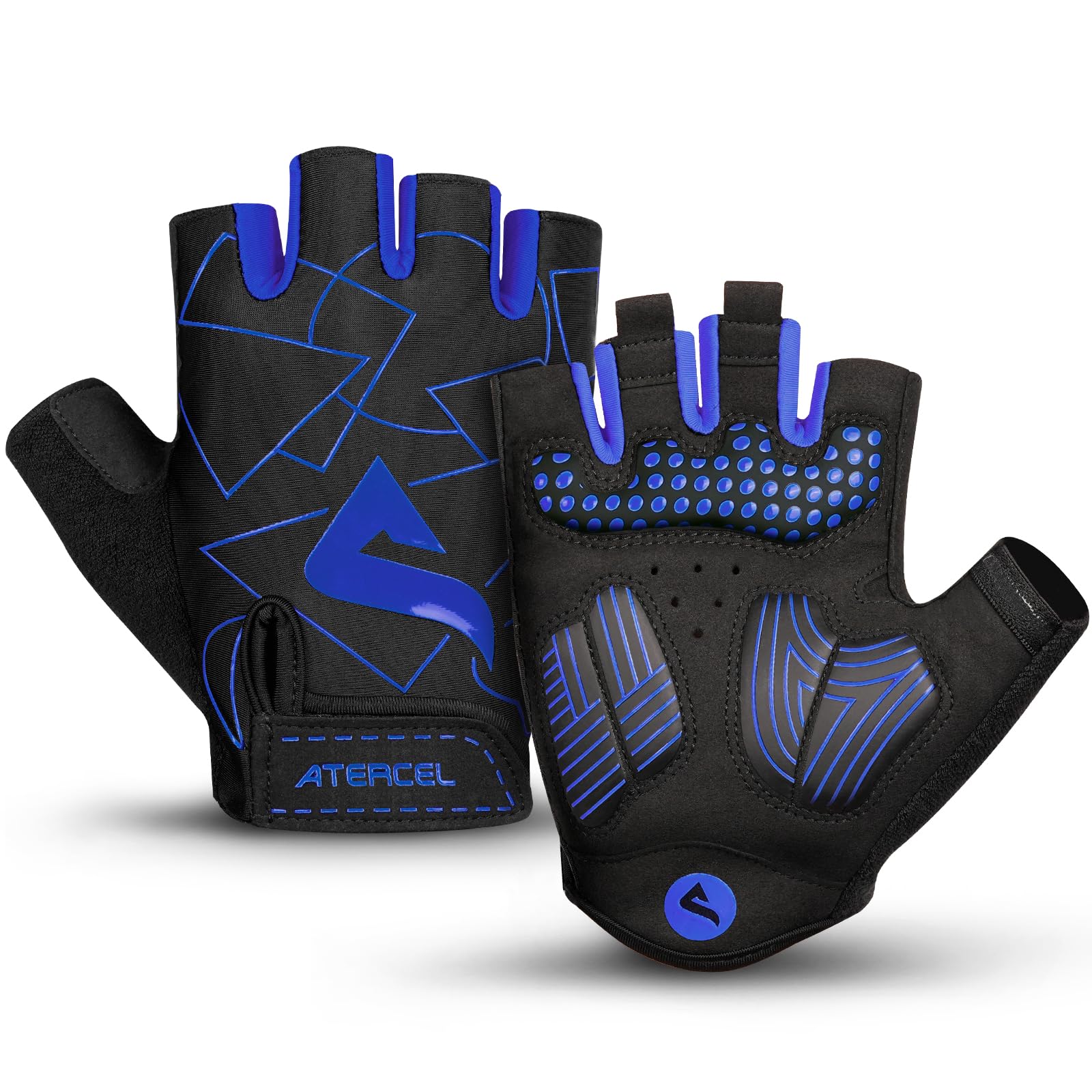 Photo 1 of ATERCEL Cycling Gloves, Bike Gloves for Men, Bicycle Gloves for Cycling, Workout, Gym, Training, Weight Lifting Outdoor, Dirt Bike, Mountain Bike, and Riding (Blue, Medium)