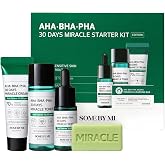SOME BY MI AHA BHA PHA 30Days Starter Kit - Toner 1.01Oz, Serum 0.33Oz, Cream 0.7Oz, Cleansing Bar 1.05Oz - Mild Exfoliating Daily Skin Care Set - Skin Wastes, Sebum, Oiliness Care - Korean Skin Care