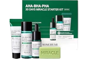 SOME BY MI AHA BHA PHA 30Days Starter Kit - Toner 1.01Oz, Serum 0.33Oz, Cream 0.7Oz, Cleansing Bar 1.05Oz - Mild Exfoliating Daily Skin Care Set - Skin Wastes, Sebum, Oiliness Care - Korean Skin Care