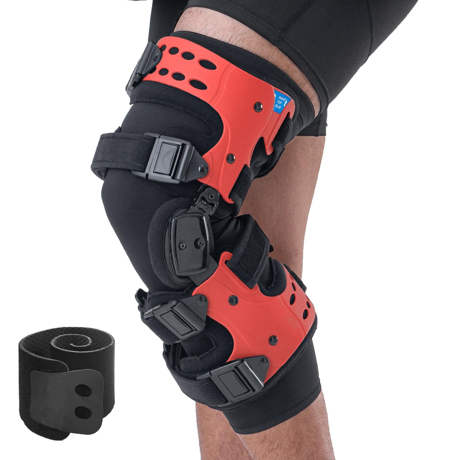 Photo 1 of Gevanchi OA Unloader Knee Brace with Sleeves and Anti-Strap for Osteoarthritis, Load Rheumatoid Arthritis, Bone on Bone Offloader, Cartilage Repair, Degeneration, Lateral Unloader Knee Brace (Red L)