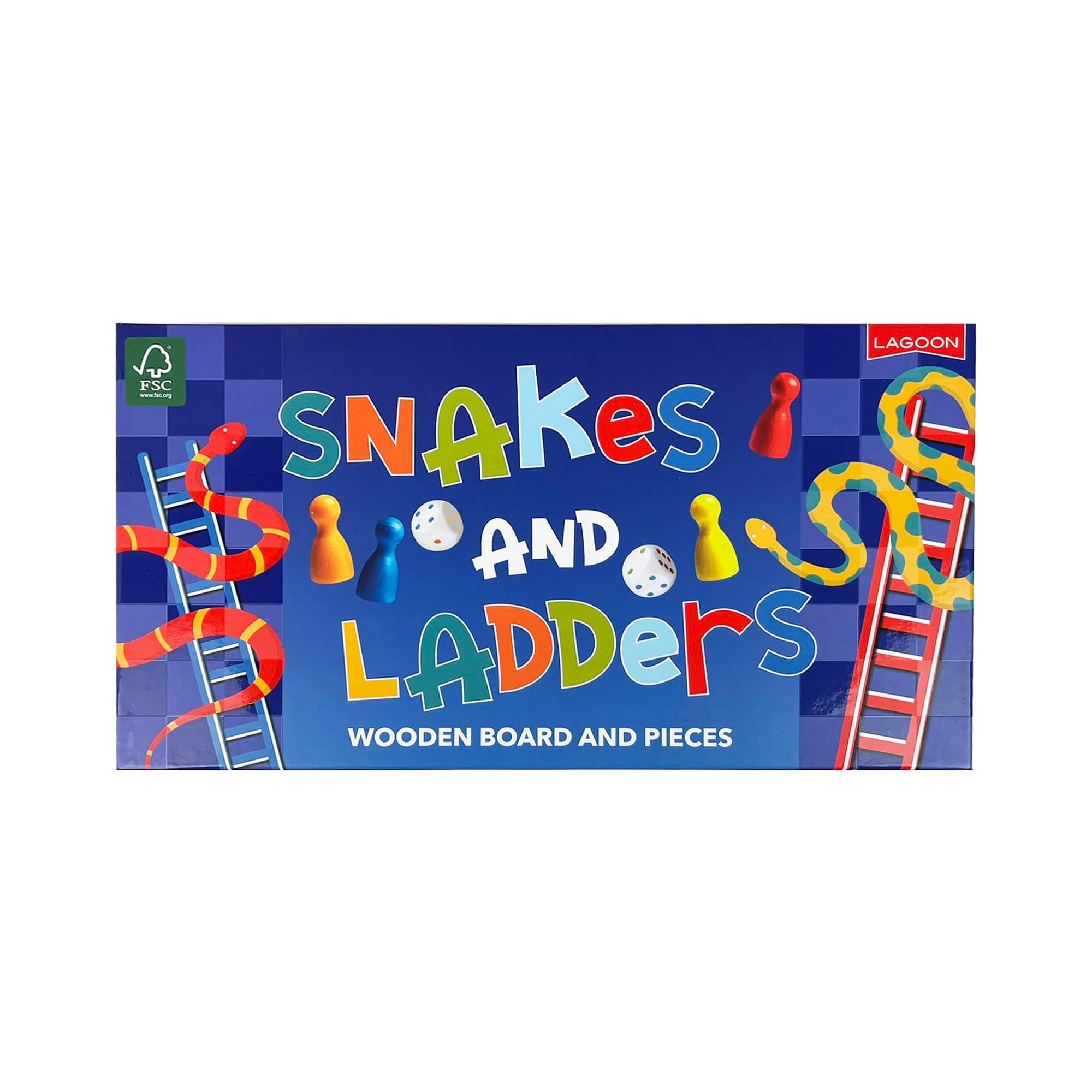 Lagoon Snakes and Ladders Wooden Board Game, Brown