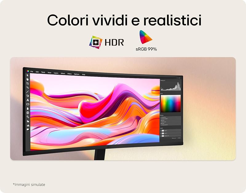 UltraWide 34U601B Monitor 34" WQHD 120Hz Curvo per lavoro e multitasking