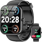 Smart Watch with Alexa, 1.83" HD Fitness Tracker, Message Notifications, IP68 Waterproof, 120+ Sport Modes, 24/7 Heart Rate & Sleep Monitor, Long Battery Life, Compatible with iPhone Android(Black)