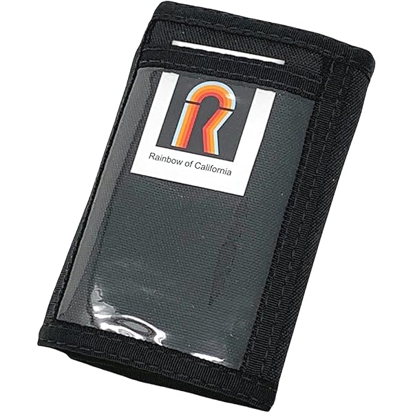 Rainbow Bifold ID Wallet - Nylon With Hook & Loop Closure, Outside ID Window, Made In USA