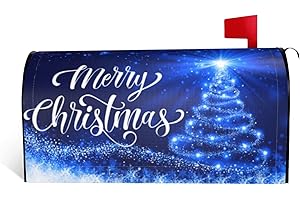 DADABULIU Mailbox Covers Merry Christmas Blue Snow Tree Magnetic Letter Post Box Cover Standard Size 25.5 x 21 Inch Garden Yard Home Decorative