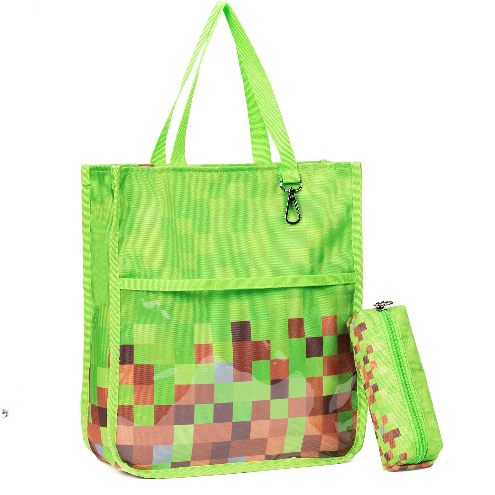 Photo 1 of Kids Cute Tote Bags for Boys Girls Ages 4-16,Handbags with Pencil Case, Book Tote Bags with Zipper for School and Playtime (green)