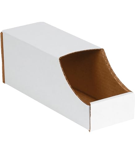 Aviditi Open Top Bin Boxes, 18"L X 3"W X 4.5"H - Oyster White, Bundle Of 25