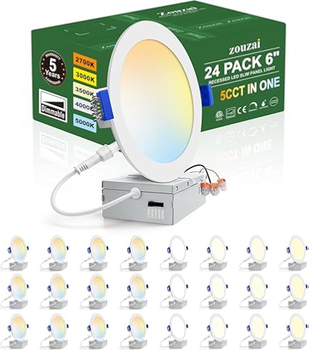zouzai 20 Pack 6 Inch Ultra-Thin LED Recessed Ceiling Light