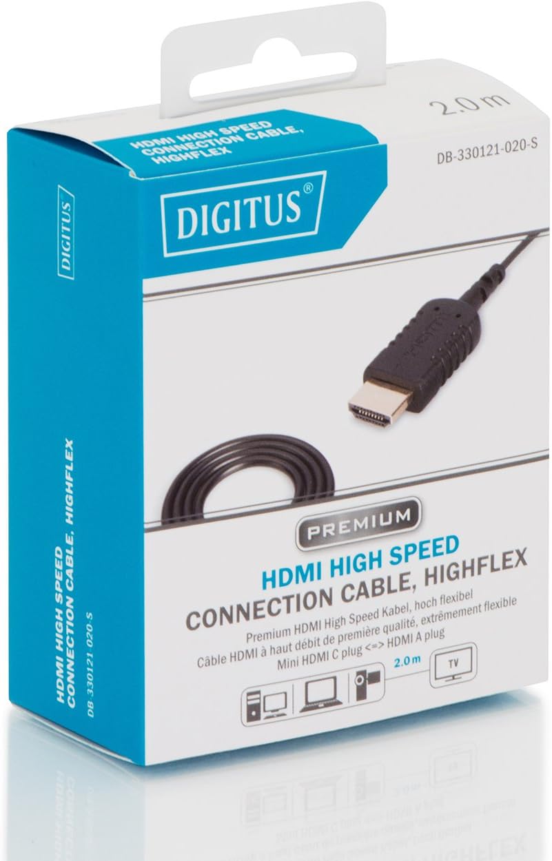 DIGITUS HDMI High Speed HighFlex connection cable, Type C to Type A, 2 m, Ultra HD 4k/30Hz - Image 3