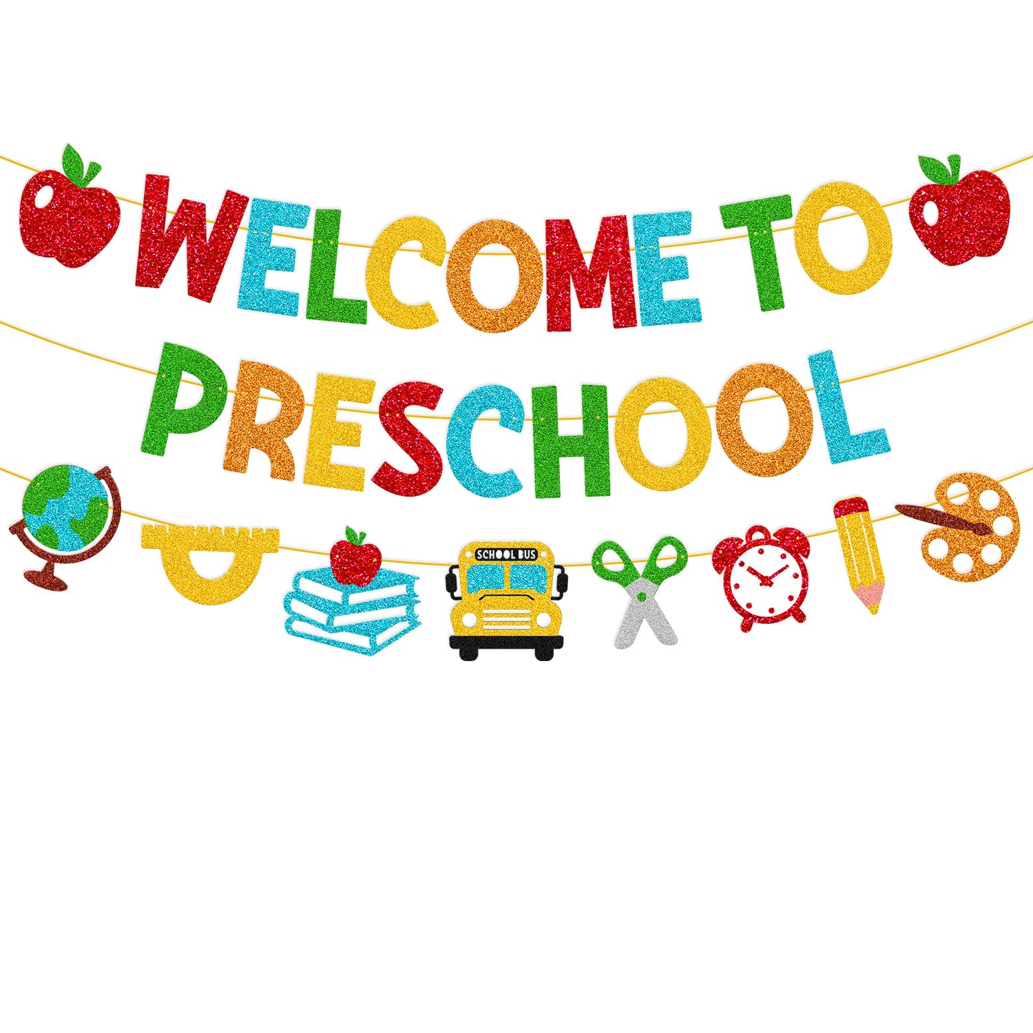 Photo 1 of Welcome to Preschool Banner First Day of Preschool Decorations Welcome Back to School Theme Classroom Bulletin Board Décor Watch Out Preschool Here I Come Party Supplies