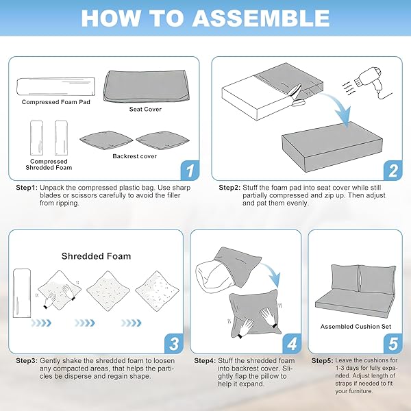 AMTARP OUTDOOR LOVESEAT CUSHIONS, 48 X 24 X 4 INCHES WATERPROOF FADE RESISTANT CUSHION SET FOR COUCH, BENCH AND SWING