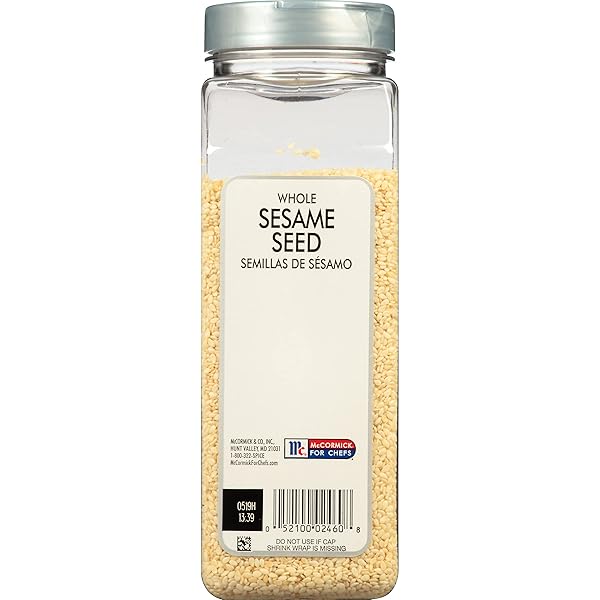 MCCORMICK CULINARY WHOLE SESAME SEED, 16 OZ – ONE 16 OUNCE CONTAINER OF HULLED WHOLE WHITE SESAME SEEDS PERFECT FOR NOODLE DISHES, SUSHI, STIR-FRIES AND COATING FOR MEAT AND FISH