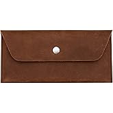 LAMCLTH Cash Envelope Wallet for Men, Genuine Leather Budget Envelope Wallet, Reusable Money Cash Organizer Pouch, Retro Clutch Wallet for Budgeting