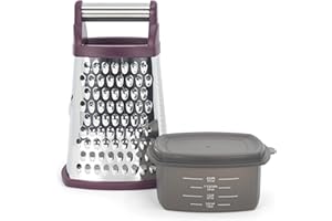 KitchenAid - Gourmet Grater, 4-Sided Stainless Steel Box Grater with Detachable Storage Container, Easy to Grate, Slice, & Sh