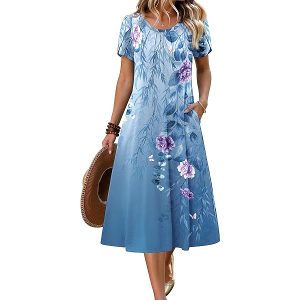 blue and white chinoiserie dress OMZXBVIFO Chinoiserie Blue and White Chinese Style Women's Casual Summer  Beach Dress at Amazon Women's Clothing store