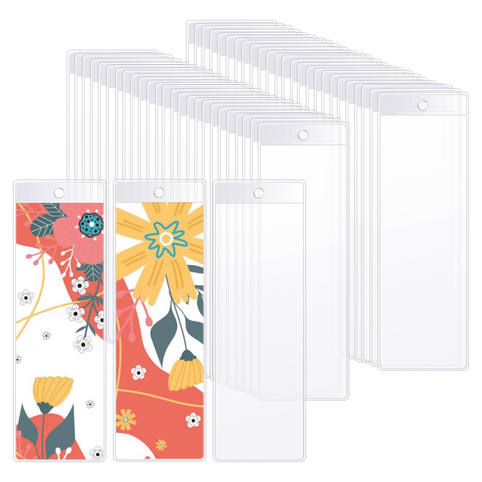 Photo 1 of 50pcs Bookmark Sleeves - Clear Blank Bookmark Holder - 7 x 2.4 Inches Large Plastic Photo Booth Sleeve for School Office