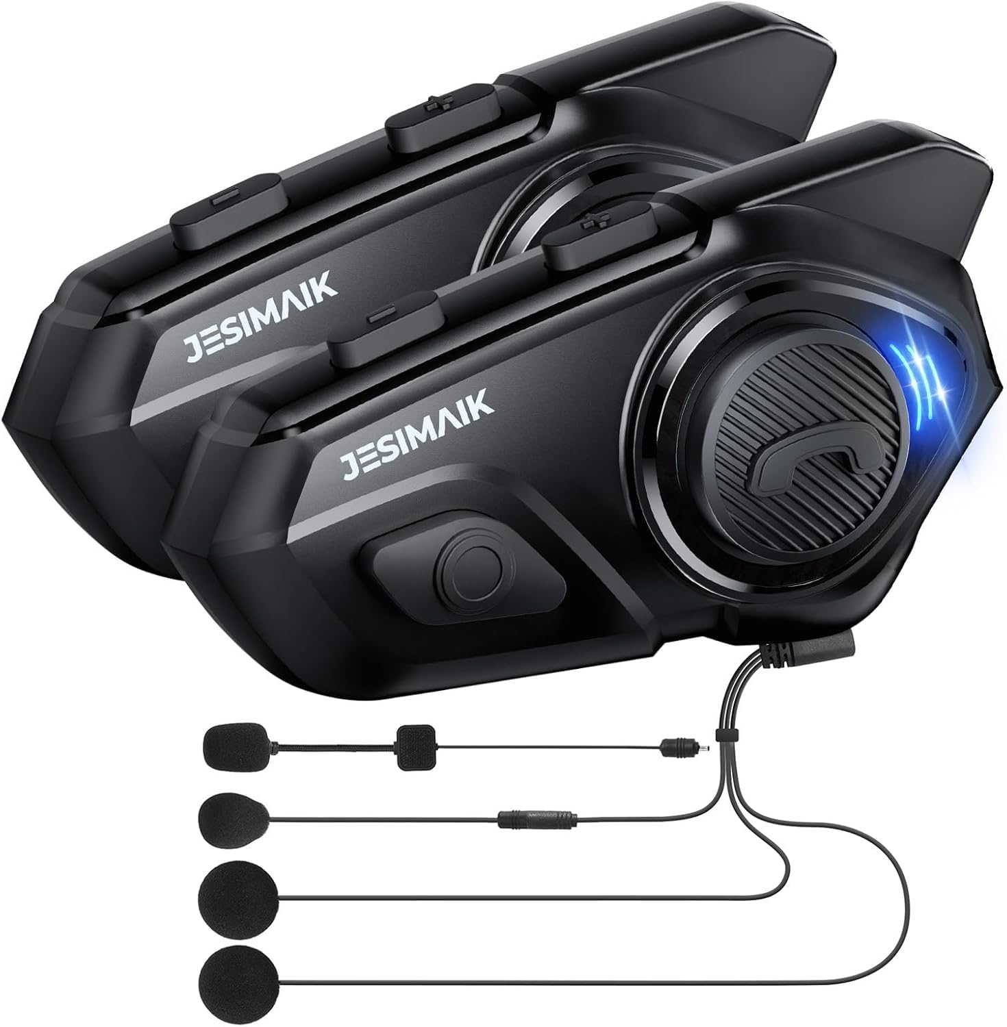 Photo 1 of JESIMAIK Motorcycle Helmet Bluetooth Headset, 10 Way 2KM Helmet Communication System, Multitasking Audio Motorcycle Intercom, 2 Mics&40mm Speaker, 2 Pack