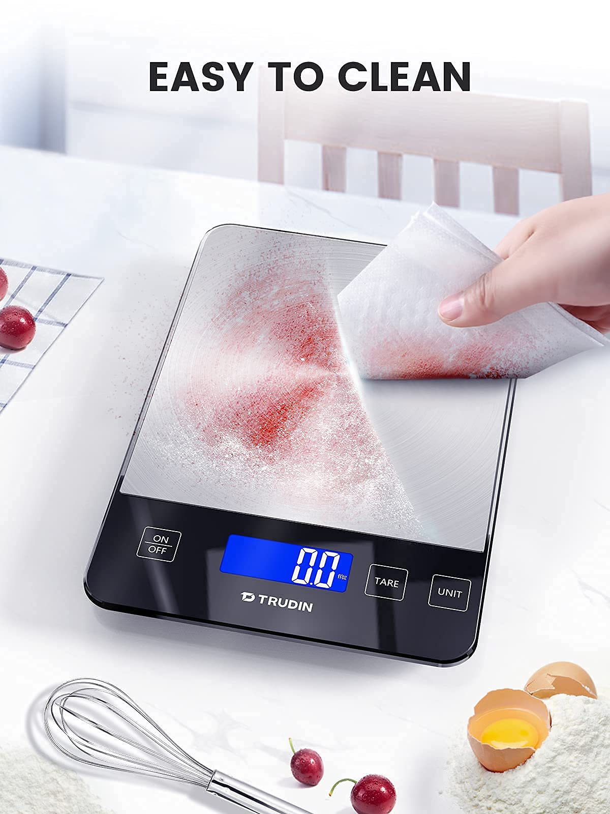 NASA-Grade 33lb Digital Kitchen Scale, Precisely Measures Grams and Ounces for Baking and Cooking,304 Stainless Steel