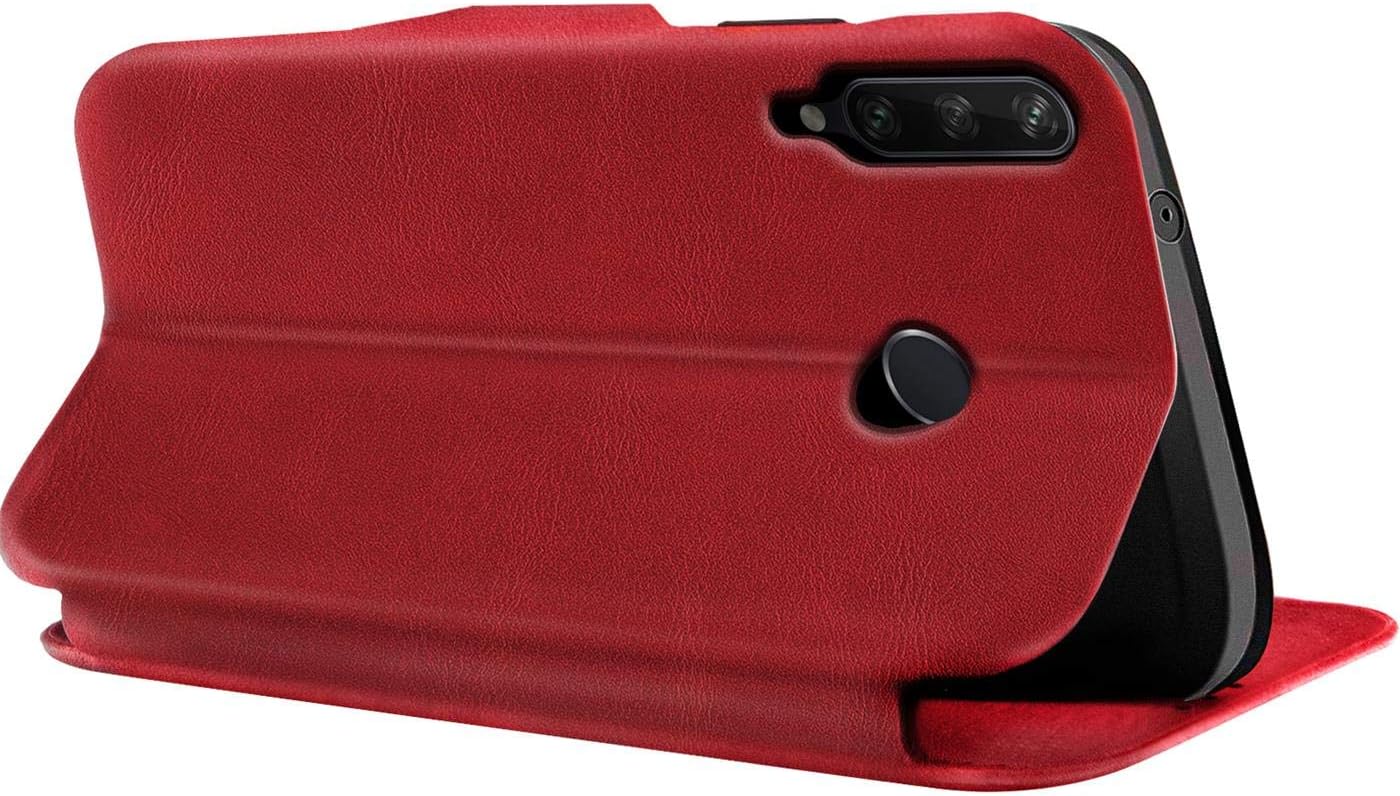 Verco Book Style for Huawei Y6p Case, Premium Magnetic Flip Cover for Huawei Y6p Wallet Case with Card Slot, Red - Image 4
