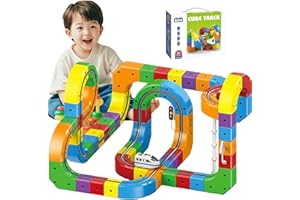 Electric Train Set with 3D Magic Flexible Race Tracks for Kids, Building Toy Train Track Gravity-Defying 3D Embedded Layouts 