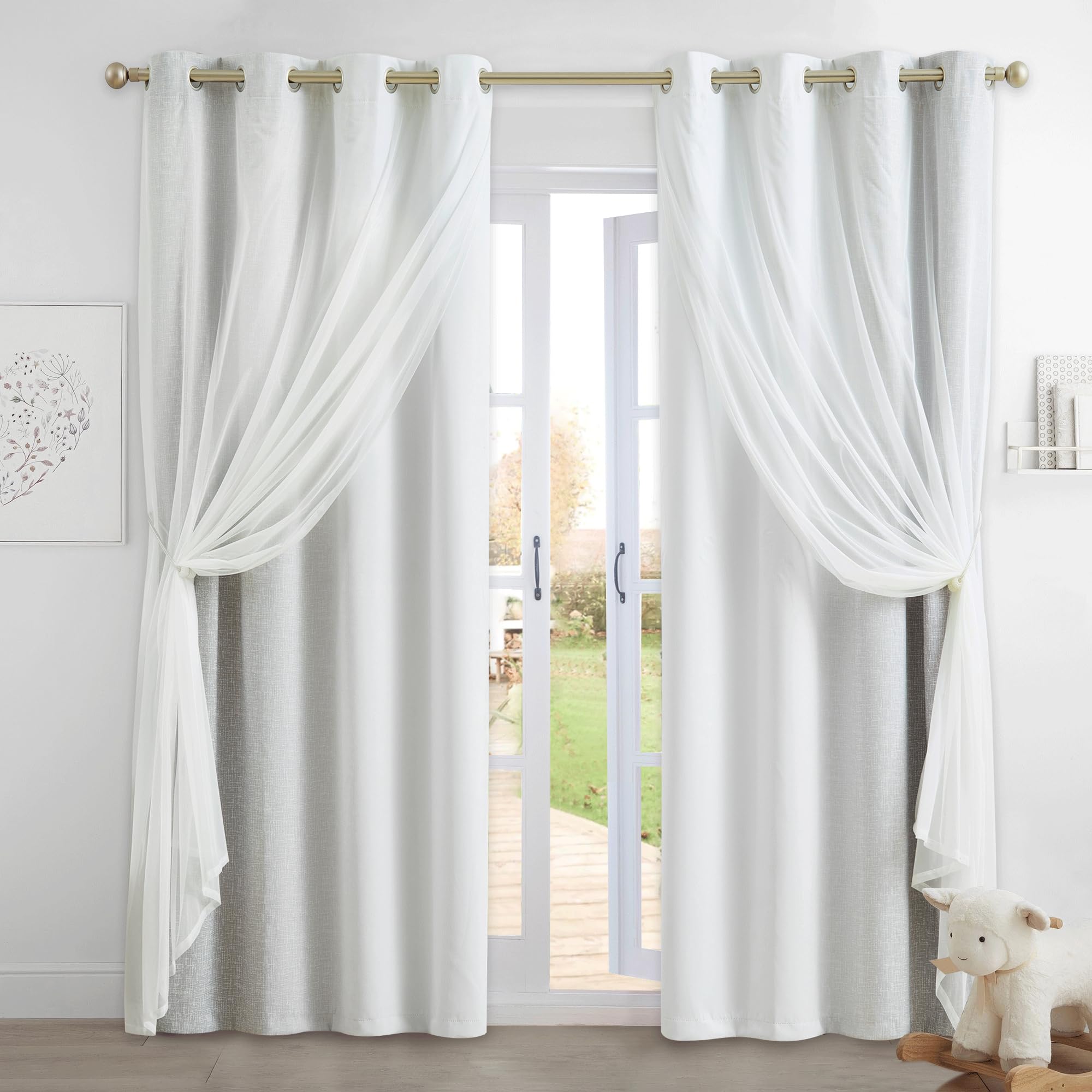 Geomoroccan 100% Blackout Curtains with Sheer Overlay Mix and Match