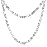 GLIVEOR Cuban Link Chain Necklace for Men & Women, 16 18 20 22 24 26 28 30 Inch Multi-Length Chunky Silver Chain, 3mm 3.5mm 5mm Widths
