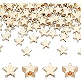 PH PandaHall 100pcs 18K Gold Plated Star Beads, 6mm Brass Spacer Beads Twinkle Star Bead Metal Loose Bead for Bracelet Necklace Earring Jewelry Making DIY Crafts Christmas