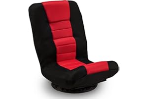 Buymoth Swivel Floor Gaming Chair, Folding Video Reclining Sofa w/6 Adjustable Position, Padded Backrest & Cushion, Lazy Lounger Couch for E-Sports, Reading, Relaxing, Watching TV, Red