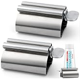 LOVEINUSA Toothpaste Tube Squeezer Dispenser, 2 PCS Toothpaste Roller | Squeezer Tool Metal Tooth Paste Holder, for Bathroom, Silver