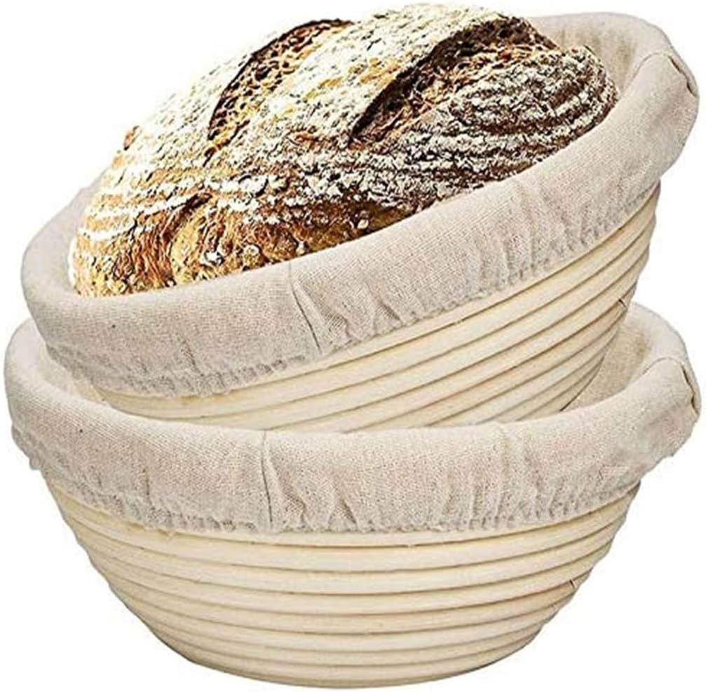 9 Inch Bread Banneton Proofing Basket - Baking Bowl Dough Dough Scraper Cutter Glaze Brush Starter Proofing Box