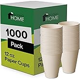 EconoHome 12 oz 1000 Pack Disposable Coffee Paper Cups - Paper Cups for Hot and Cold Drinks, Tea, Water, and Juice