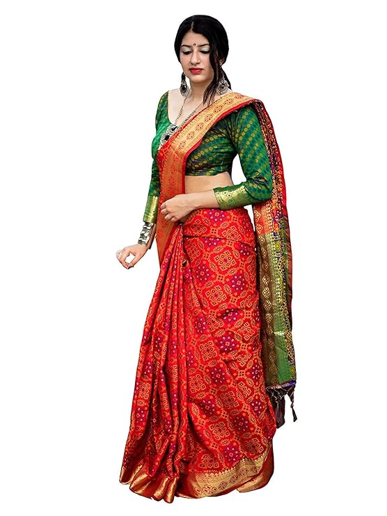 Women's Jacquard Pure Silk Saree With Unstitched Blouse Peice