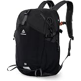 Haimont 30L Lightweight Hiking Daypack with Rain Cover, Black | Hydration Sleeve, Trekking Pole Holder, Front Stash Pocket, Breathable Back Panel, Whistle Buckle