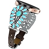 JR.DM Leather Band Women Compatible with Samsung Galaxy Watch 7/6/5/4/Active 2 40mm 44mm/Watch 6 Classic 43mm 47mm/Watch 5 Pro 45mm/Watch 4 Classic 42mm 46mm, Western Boho Turquoise 20mm Straps, Brown