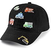 Kids Truck Hat Embroidery Excavator Baseball Caps, Adjustable Child Vehicle Cap Sun Hat for Kids Age 3-8Y