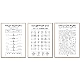 Funny Bathroom Decor Wall Art Word Search Art Print Bathroom Crossword Wall Decor Puzzle Posters - Anagram Riddles Set of 3 Unframed 12x16 Inch Poster for Living Room Kid Bathroom Nursery Toilet Print