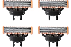 SUZZYLEMON 4-Pack Replacement Blades & 3 Guide Combs(1/3/5mm), Compatible with All Philips Norelco OneBlade Handles (QP14xx·QP19xx·QP25xx·QP26xx·QP27xx·QP28xx·QP65xx·QP66xx) (Orange)