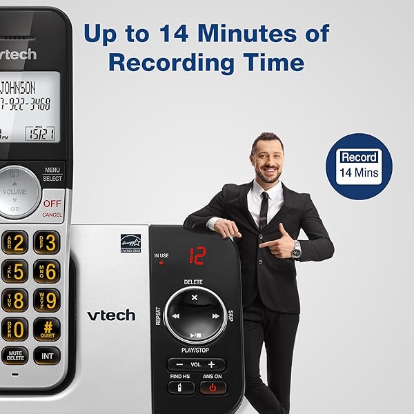 VTECH 3-HANDSET CORDLESS PHONE WITH ANSWERING MACHINE, WITH LARGE DISPLAY AND BIG BUTTONS CALLER ID, FULL-DUPLEX SPEAKERPHONE, LAST 10 NUMBER REDIAL, EASY TO USE VG232-3