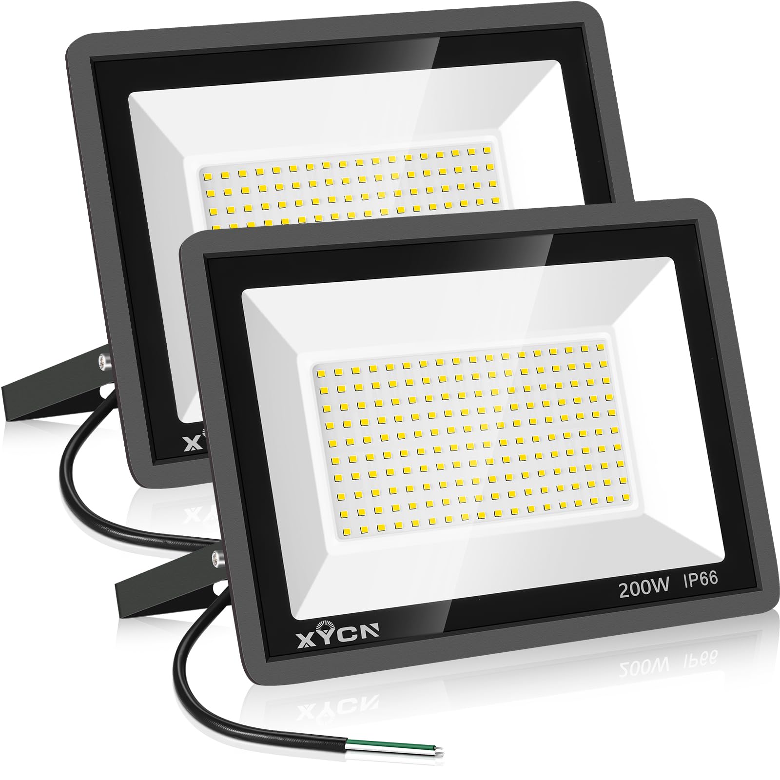 XYCN 2 Pack 200W 3000K Warm White LED Flood Light,Outside Flood Light,No Plug,22500LM Super ...