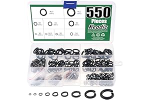 Keadic 550Pcs Spring Lock Washer Assortment Kit Black Zinc Plated Alloy Steel, 9 Sizes - M2 M2.5 M3 M4 M5 M6 M8 M10 M12