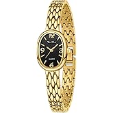 Diaofendi Petite Vintage Oval Gold Women’s Watch, Waterproof Elegant Watch with Japanese Quartz Movement, Adjustable Strap with Tool
