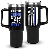 Police Gifts For Men Dad,Police Academy Graduation Gifts American Flag Blue Line,Gift For Policeman First Responders,Policeman Captain Appreciation Gifts-40oz Tumbler With Handle Coffee Travel Mugs
