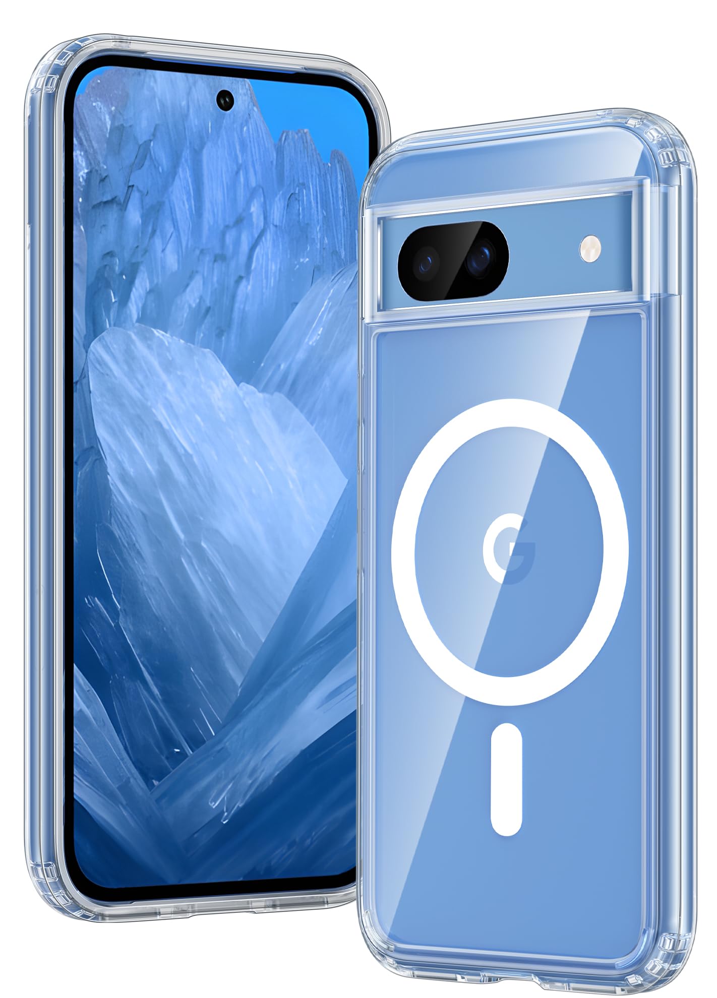 Photo 1 of FNTCASE for Google-Pixel 8a Case Clear: Support Magnetic Charging Military Grade Drop Protection Anti Yellowing Cell Phone Cover - Rugged Shockproof Protective Bumper(Clear-Magnetic)
