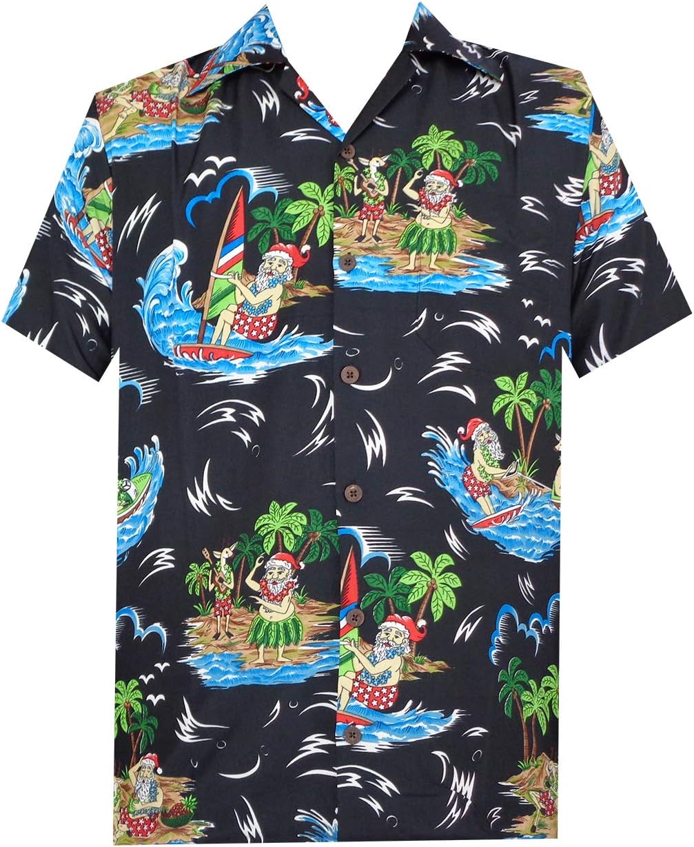 Hawaiian Shirt Mens Christmas Santa Claus Party Aloha Holiday Beach