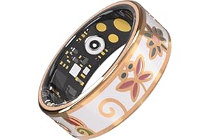 LUMTHOU Enamel Craft Smart Ring for Women & Men - No Subscription Fee Fitness Tracker with Sleep Tracking, Heart Rate, SpO2 - IP68 Waterproof for iPhone Android - Activity Tracker, Remote Camera Size8