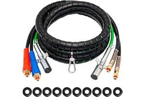 Boeray 12ft 3 in 1 Air Lines for Tractor Trailer Freightliner ABS Air Brake Lines Tractor Truck Glad Hand Air Hose