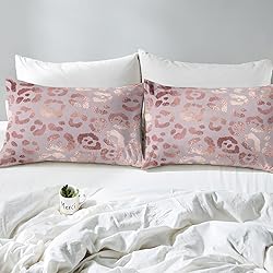 Pink Leopard Duvet Cover Queen for Girls Pink