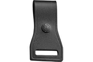 JAY-PEE Two-Way Radio Microphone Holder Epaulet Shoulder Leather Mic Clip Slot for First Responder Uniforms. Black Snap