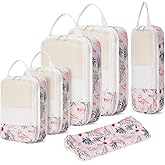 Narwey 6 Set/5 Set Compression Packing Cubes for Travel Kids Women Carry on, Packing Organizers Bag for Backpack Luggage Suitcase Duffle Bags